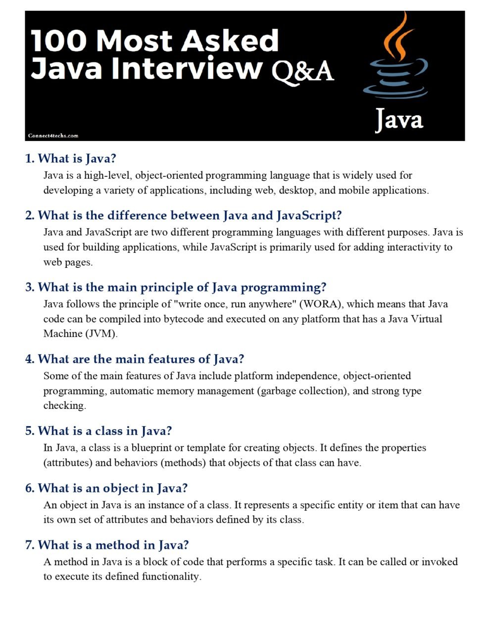 Most Asked Java Interview (100 Q&A) PDF