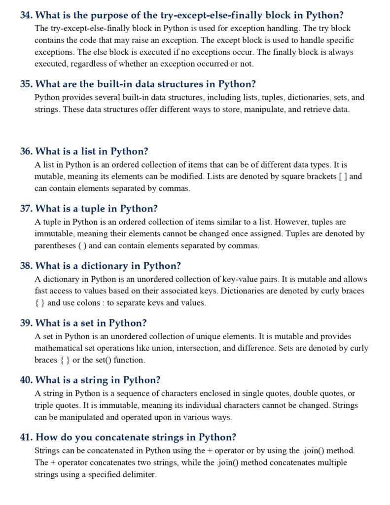100 Most Asked Python Interview QnA page 0005