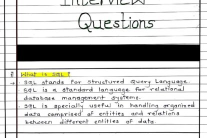 SQL Interview Questions Handwritten PDF