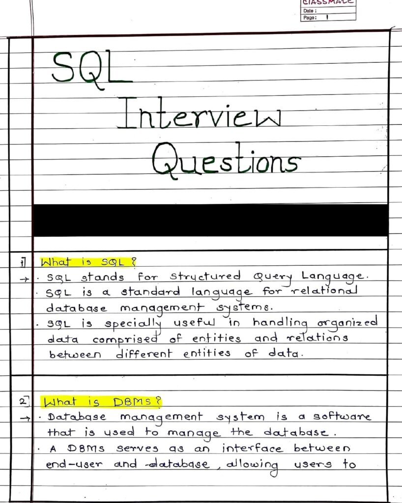 Sql interview questions page 0001
